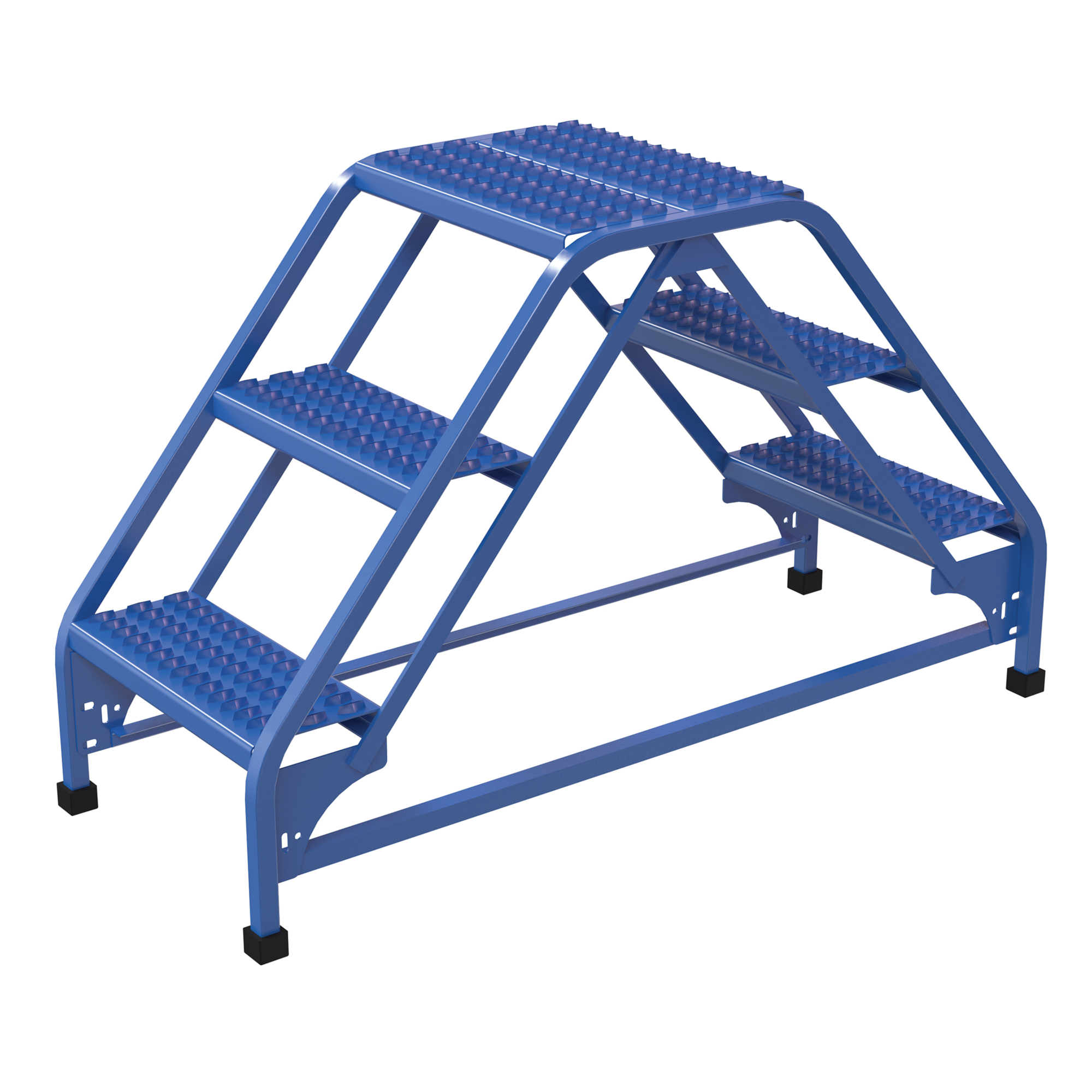 Vestil Double-Sided Grip Strut Ladder - 3 Steps, 30in. Overall Height, Steel, Blue, Model# LAD-DD-18-3-G
